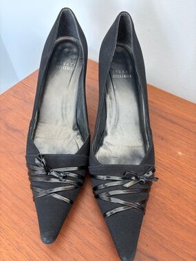Stuart Weitzman Black Pointed-Toe Pumps